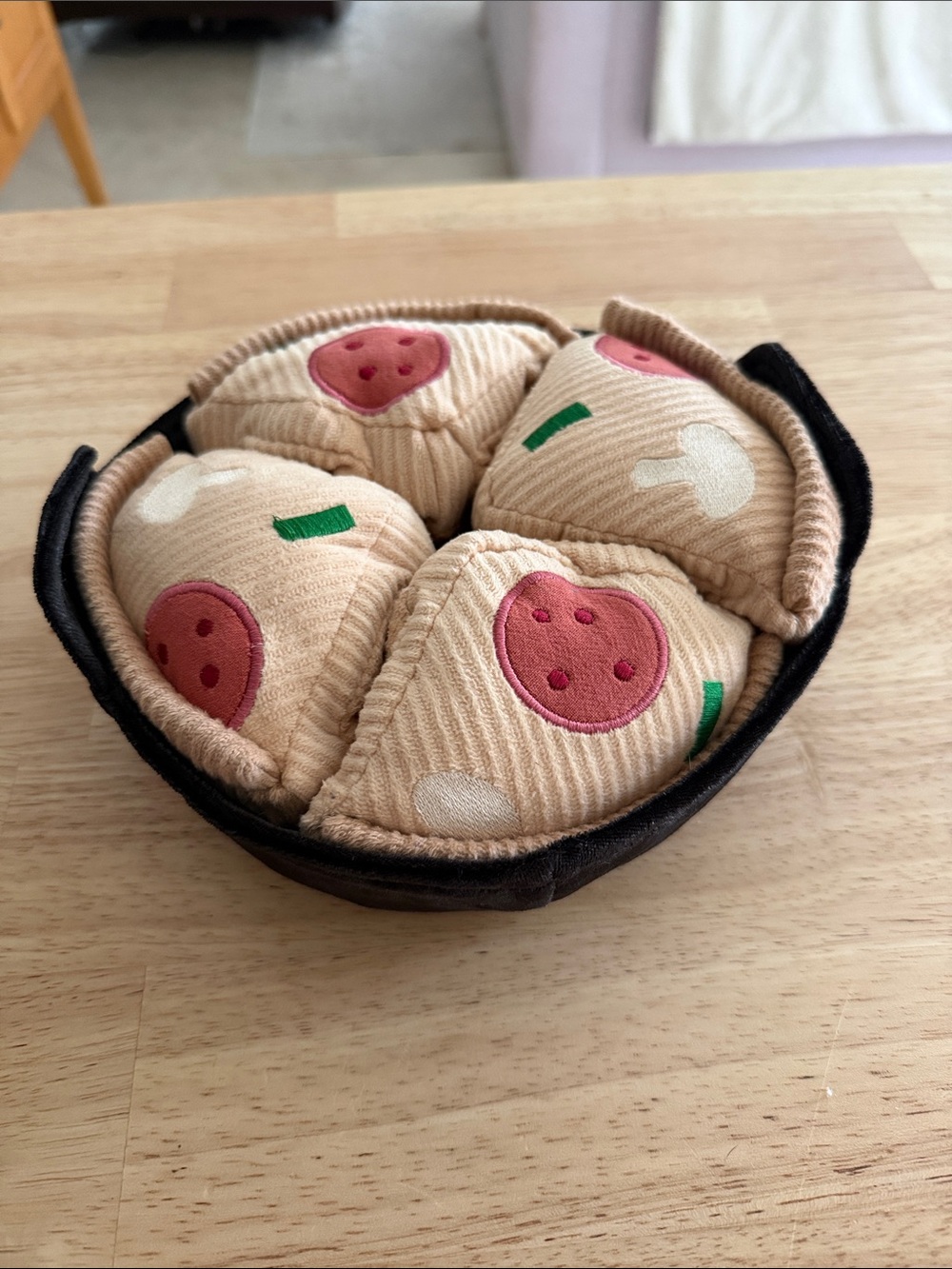 Lambwolf Collective Dog Toy Pizza Slice Set in Beige with Pink Toppings